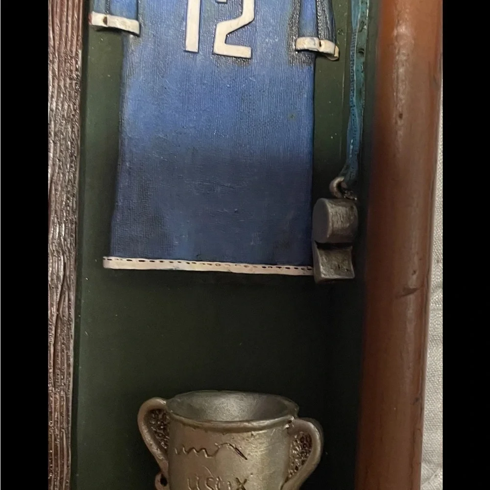 Vintage Grannycore, Eclectic Grandpa Soccer Memorabilia Picture Frame Shadow Box